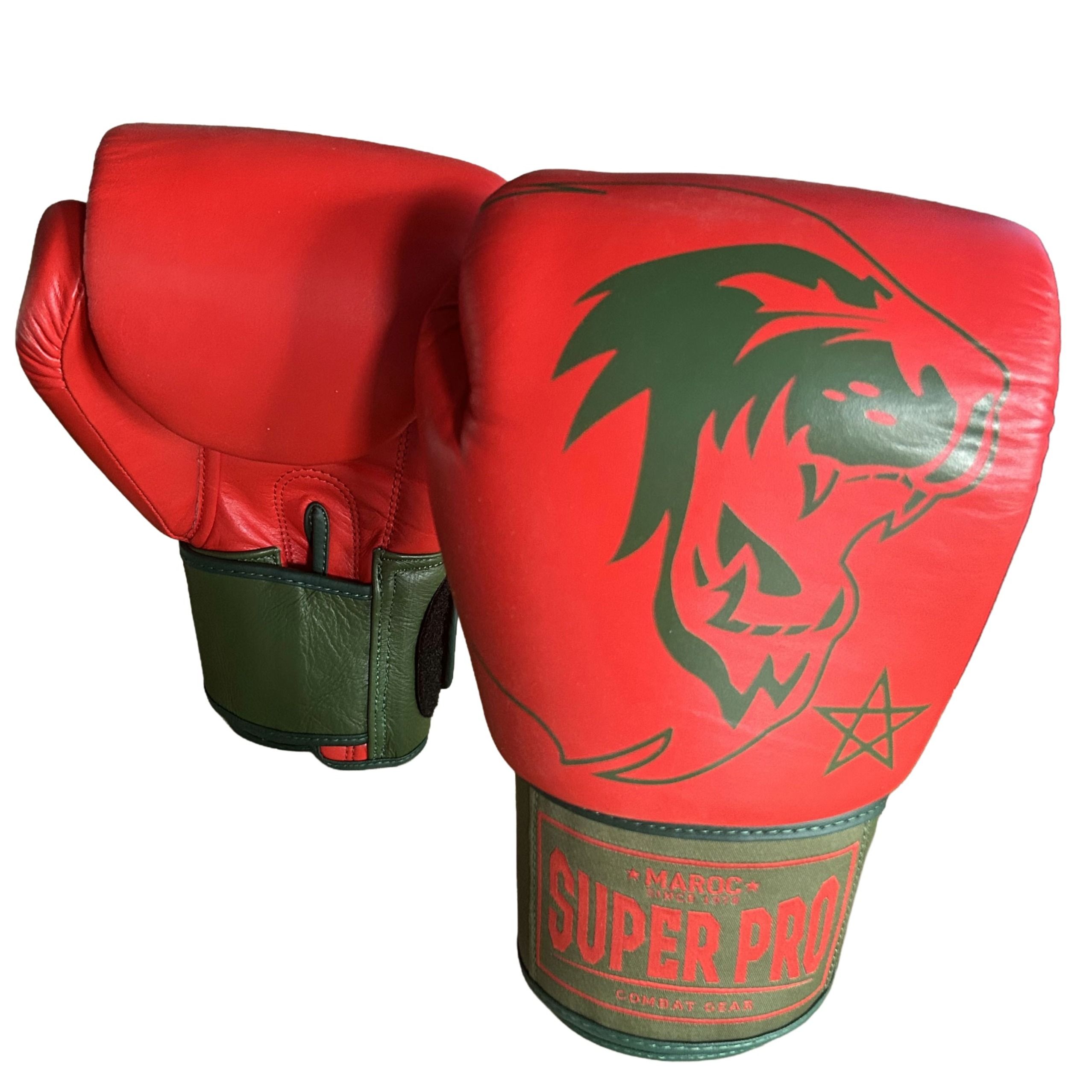 Super Pro Combat Gear Bokshandschoen - Nations Maroc - Rood / Groen Super Pro Combat Gear Bokshandschoen - Nations Maroc - Rood / Groen