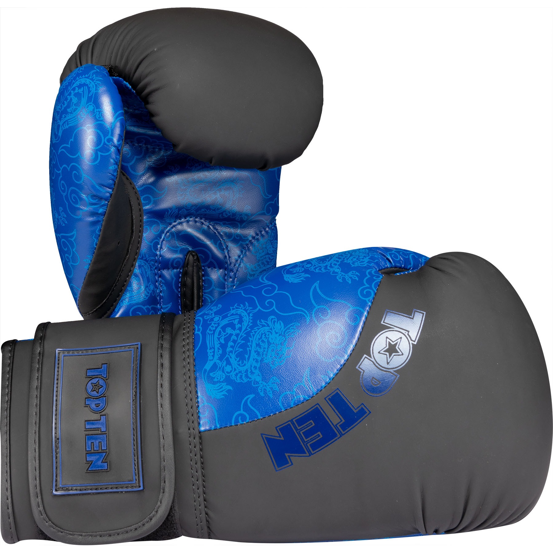 TOP TEN Bokshandschoen - Dragon - Zwart / Blauw TOP TEN Bokshandschoen - Dragon - Zwart / Blauw