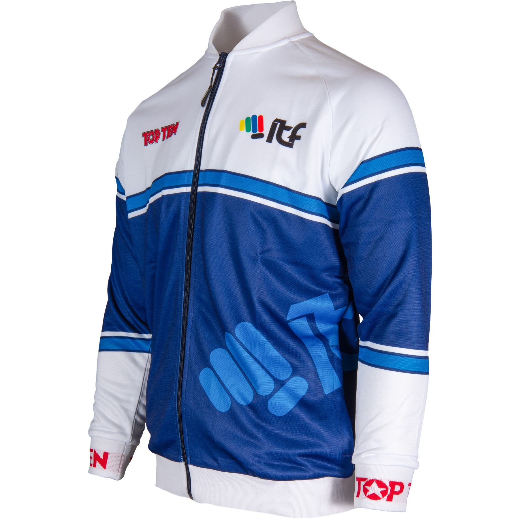 TOP TEN Trainingsjas - ITF Synergy - Wit / Blauw TOP TEN Trainingsjas - ITF Synergy - Wit / Blauw