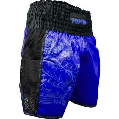 TOP TEN Kickboksbroekje - Dragon - Zwart / Blauw
