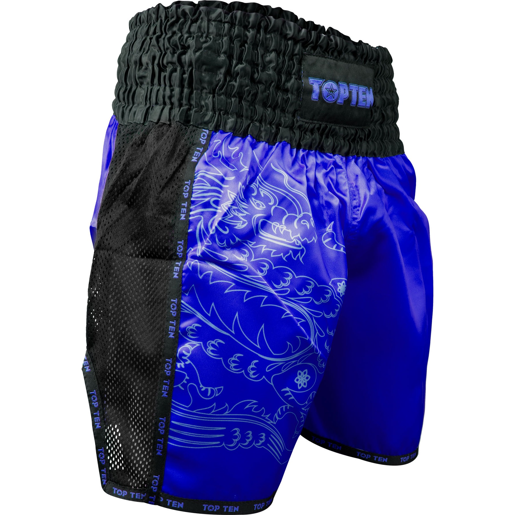 TOP TEN Kickboksbroekje - Dragon - Zwart / Blauw TOP TEN Kickboksbroekje - Dragon - Zwart / Blauw