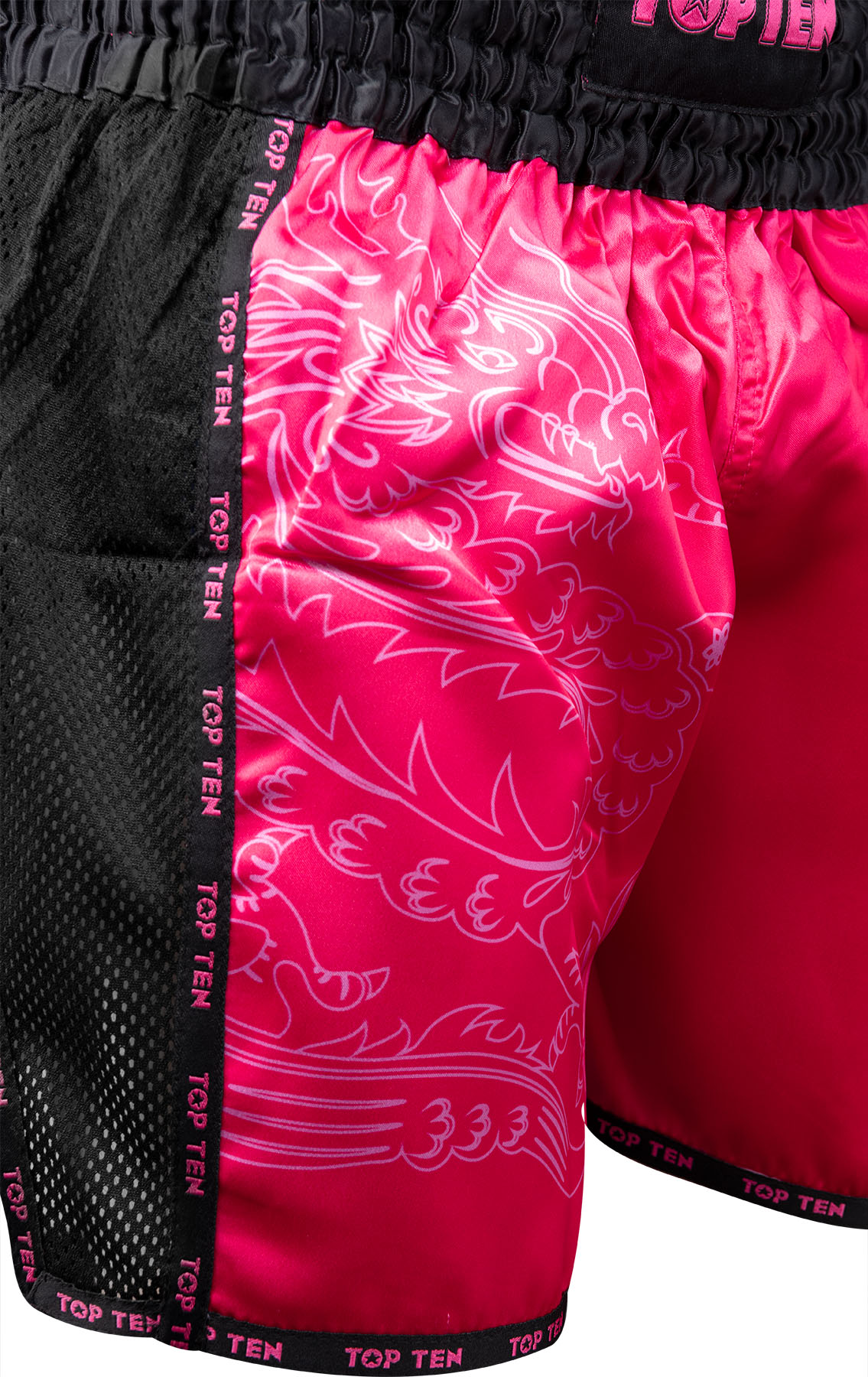 TOP TEN Kickboksbroekje - Dragon - Zwart / Roze TOP TEN Kickboksbroekje - Dragon - Zwart / Roze