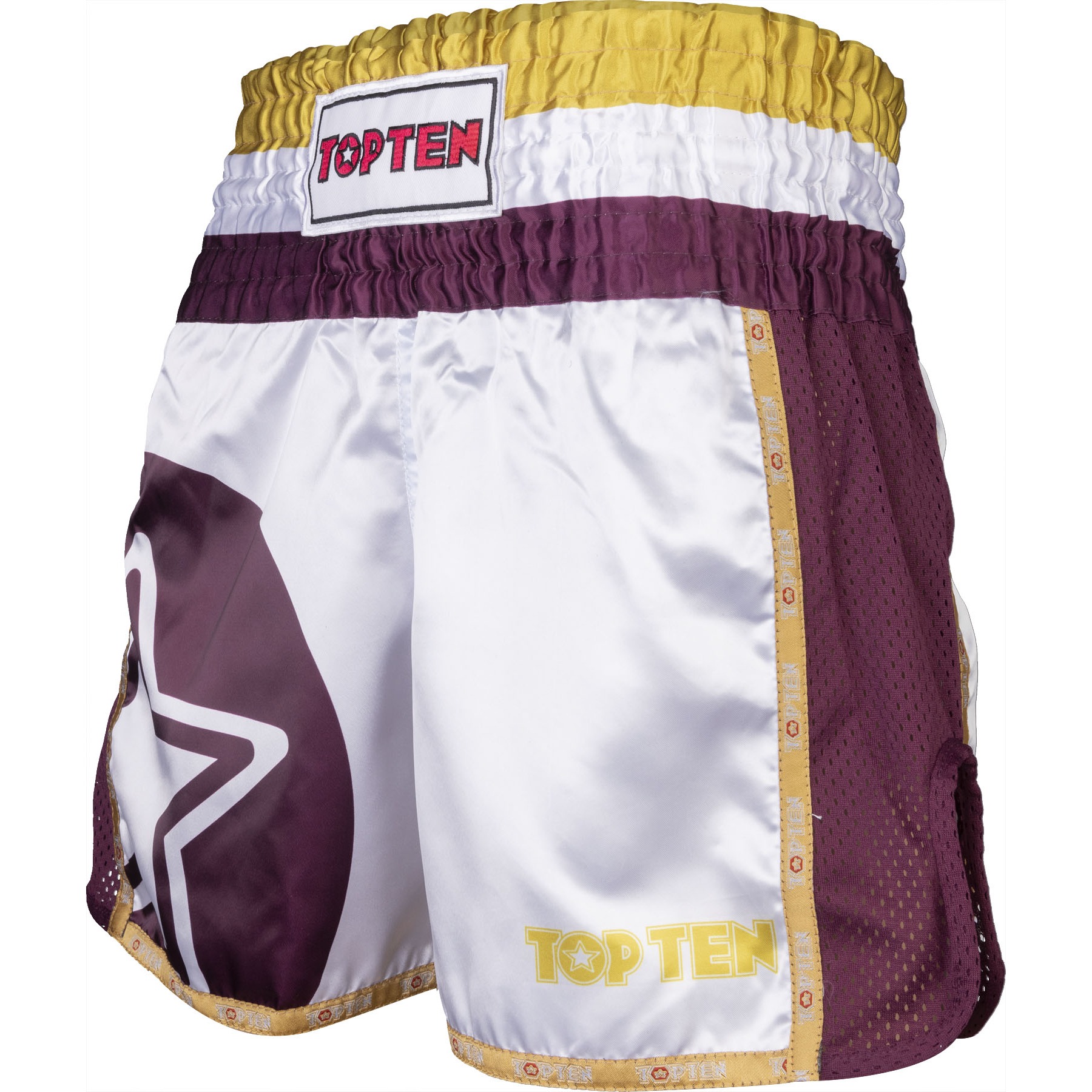 TOP TEN Thaiboks-broekje - Star - Wit / Rood TOP TEN Thaiboks-broekje - Star - Wit / Rood