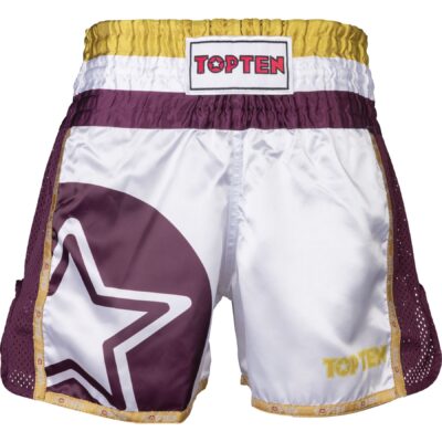 TOP TEN Thaiboks-broekje - Star - Wit / Rood