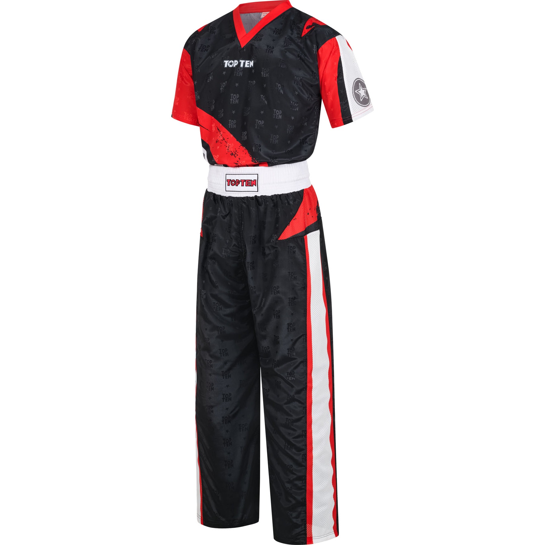 TOP TEN Kickboksuniform - Urban Arts - Zwart / Rood TOP TEN Kickboksuniform - Urban Arts - Zwart / Rood