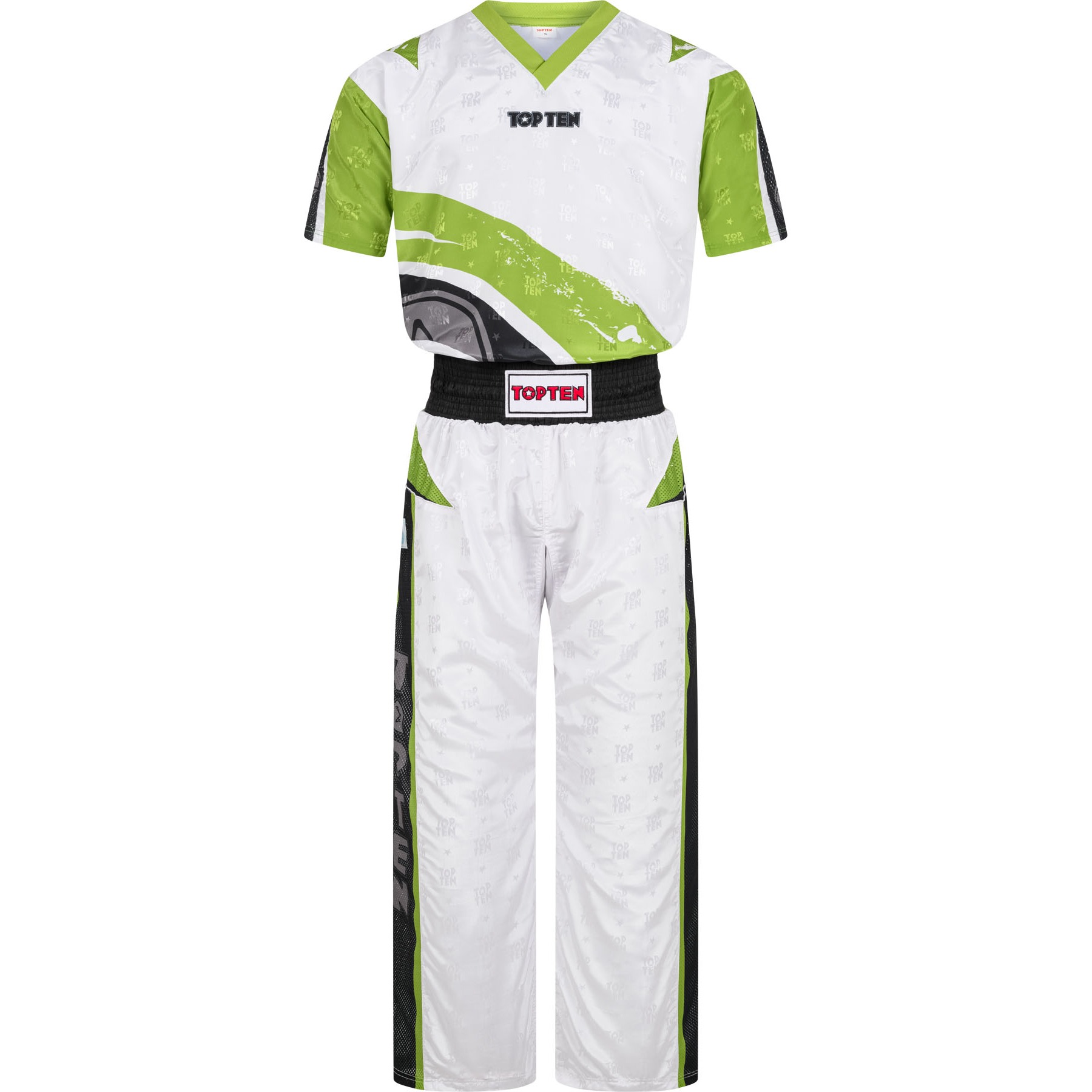 TOP TEN Kickboksuniform - Urban Arts - Wit / Groen TOP TEN Kickboksuniform - Urban Arts - Wit / Groen