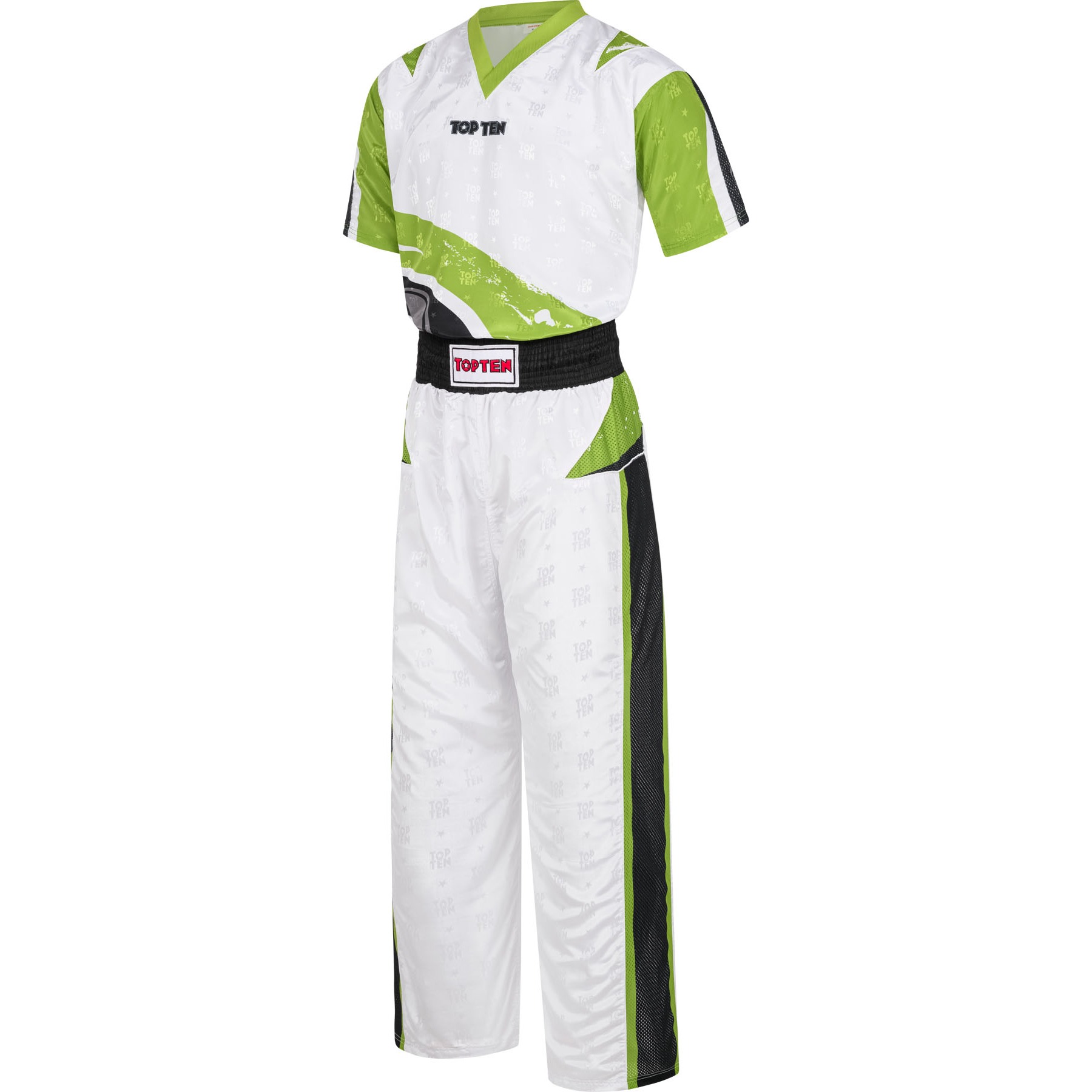 TOP TEN Kickboksuniform - Urban Arts - Wit / Groen TOP TEN Kickboksuniform - Urban Arts - Wit / Groen