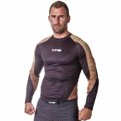 TOP TEN MMA Rashguard - MMA Octagon - Zwart / Bruin TOP TEN MMA Rashguard - MMA Octagon - Zwart / Bruin