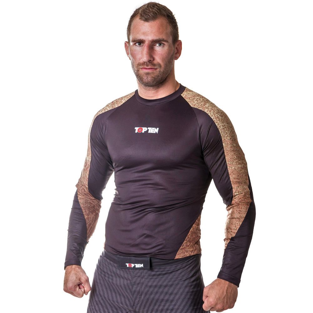 TOP TEN MMA Rashguard - MMA Octagon - Zwart / Bruin TOP TEN MMA Rashguard - MMA Octagon - Zwart / Bruin