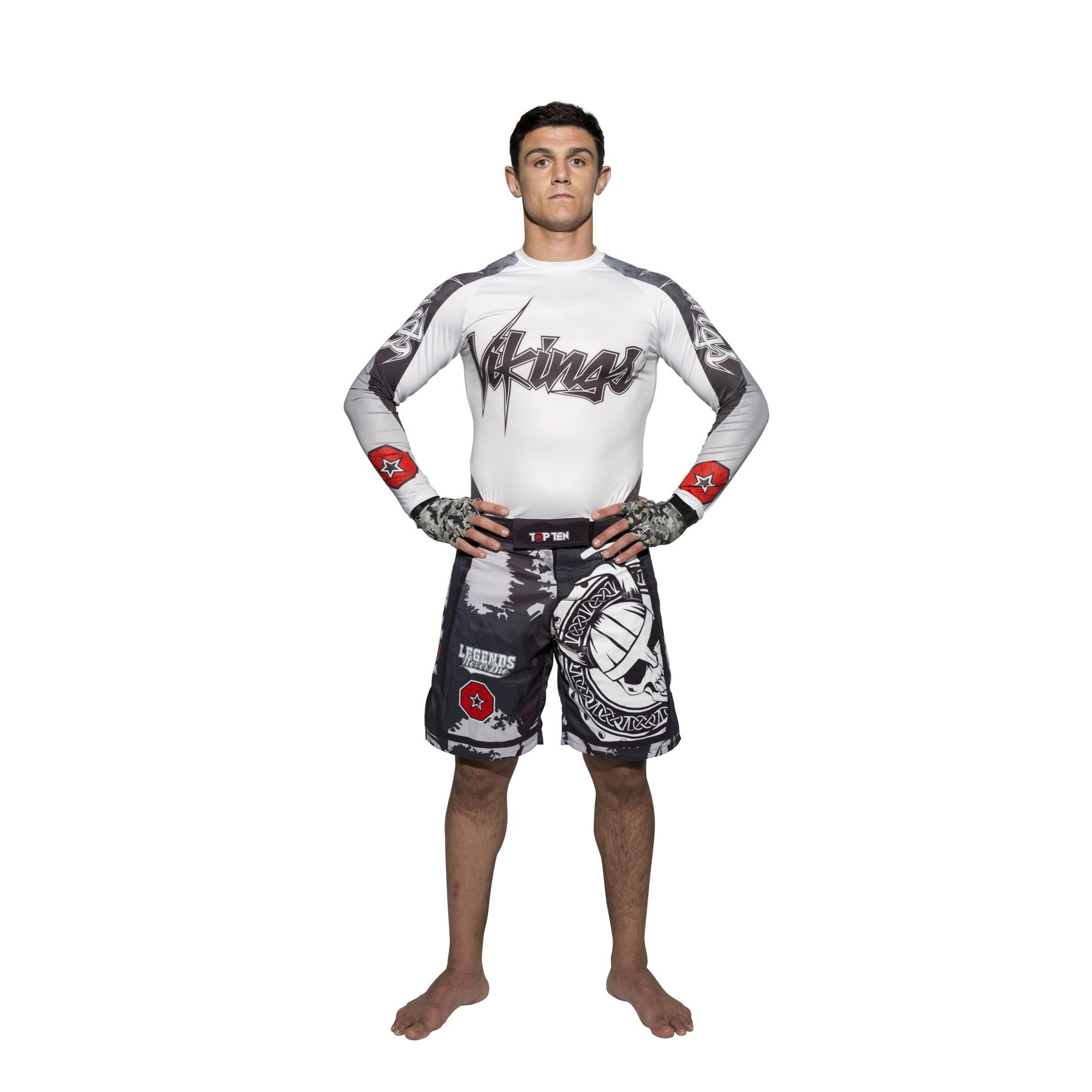 TOP TEN MMA Rashguard - Vikings - Wit TOP TEN MMA Rashguard - Vikings - Wit