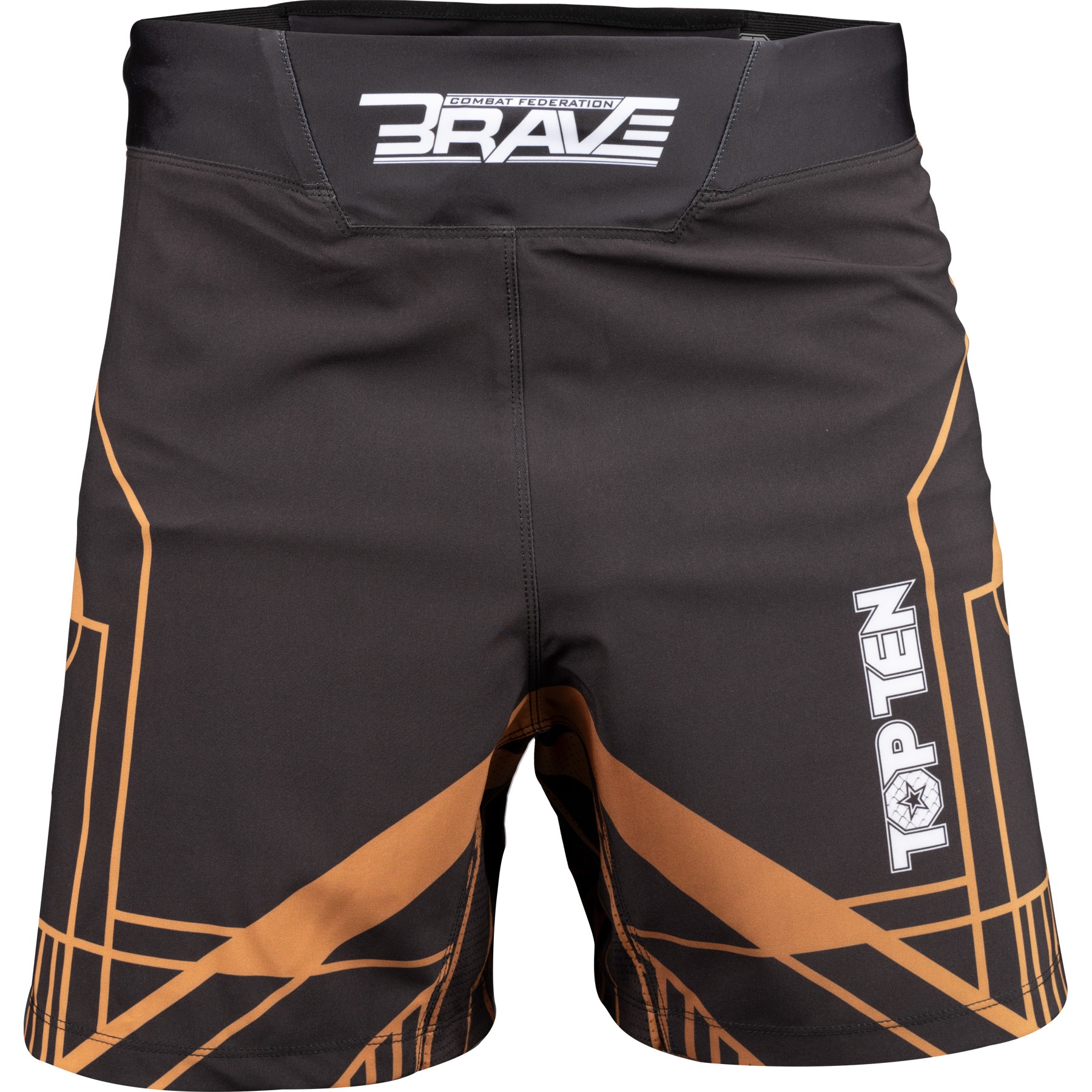 TOP TEN MMA MMA broekje - BRAVE - Zwart / Goud TOP TEN MMA MMA broekje - BRAVE - Zwart / Goud