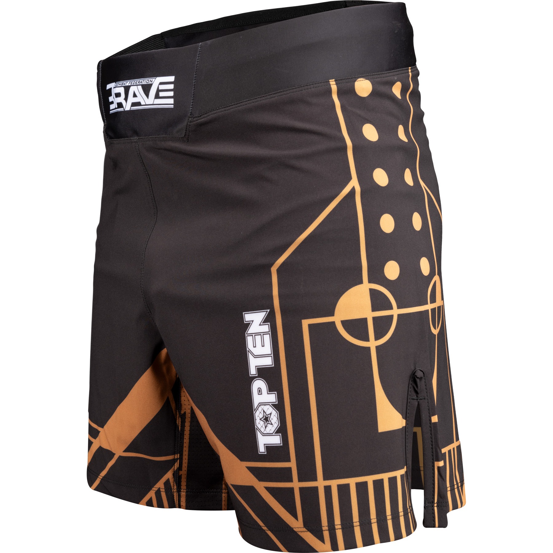 TOP TEN MMA MMA broekje - BRAVE - Zwart / Goud TOP TEN MMA MMA broekje - BRAVE - Zwart / Goud