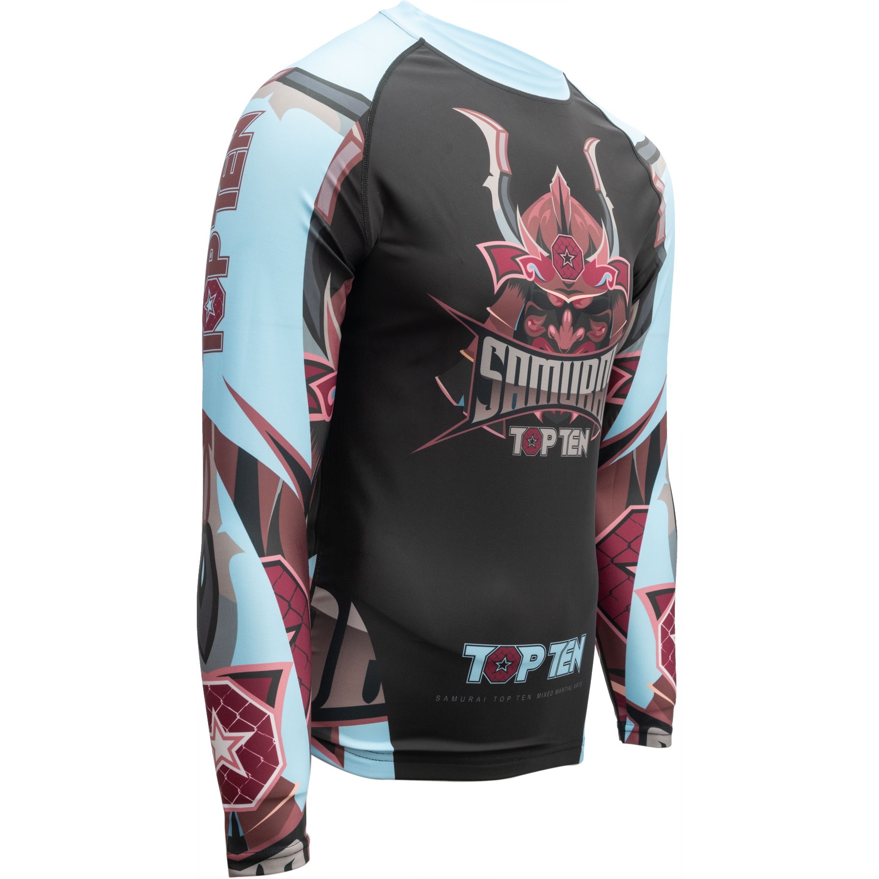 TOP TEN MMA Rash Guard - Samurai - Zwart / Blauw TOP TEN MMA Rash Guard - Samurai - Zwart / Blauw