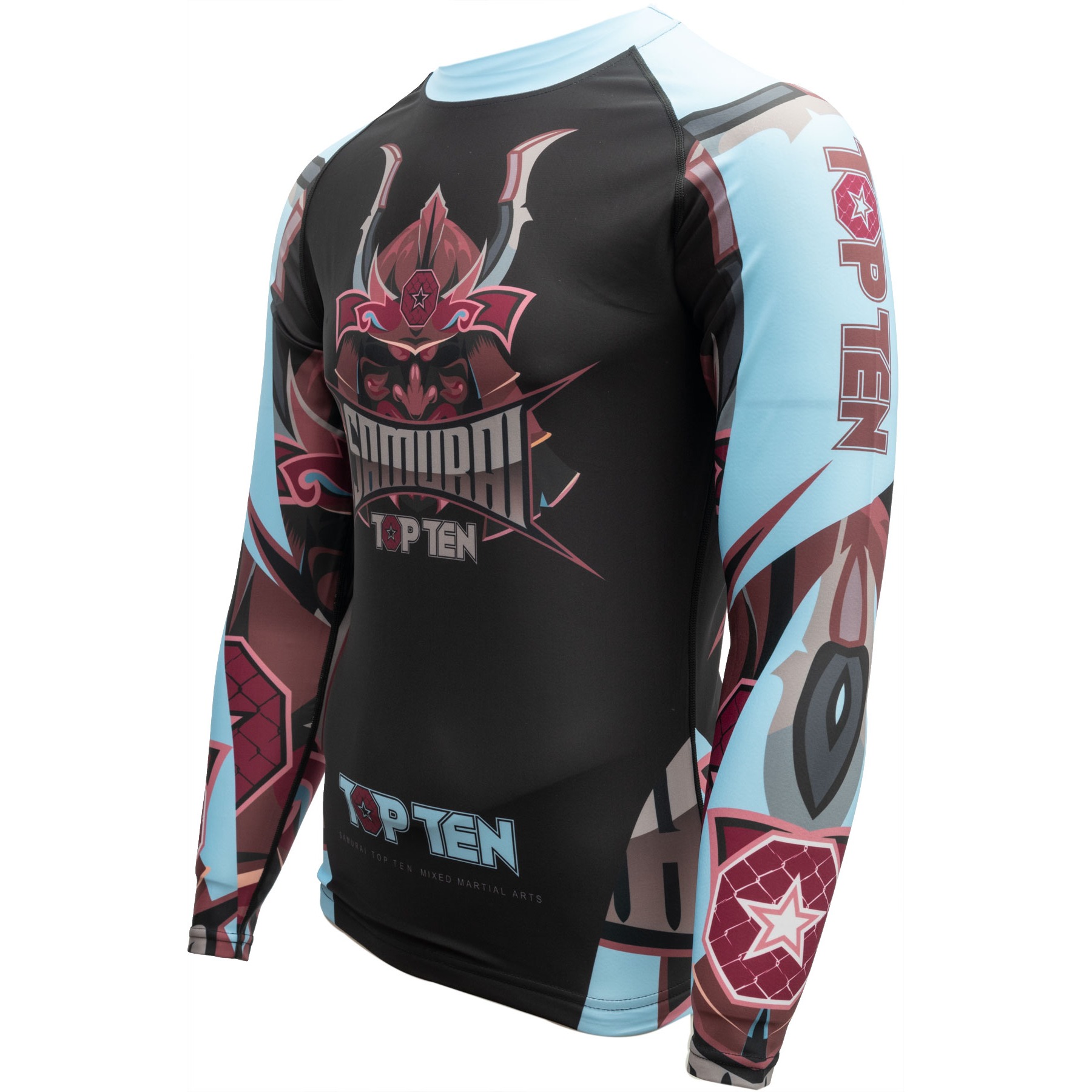 TOP TEN MMA Rash Guard - Samurai - Zwart / Blauw TOP TEN MMA Rash Guard - Samurai - Zwart / Blauw