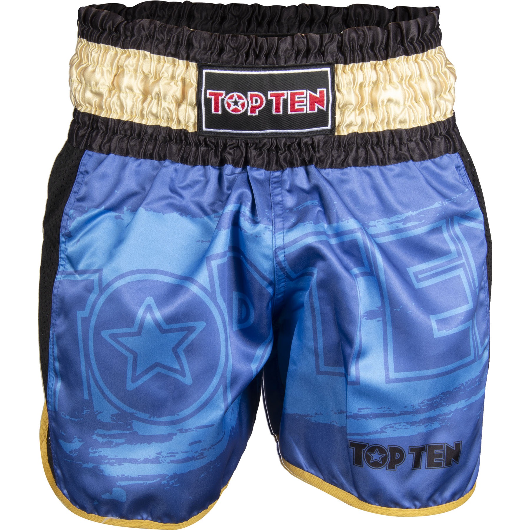 TOP TEN Kickboksbroekje - Power Ink - Blauw / Goud TOP TEN Kickboksbroekje - Power Ink - Blauw / Goud