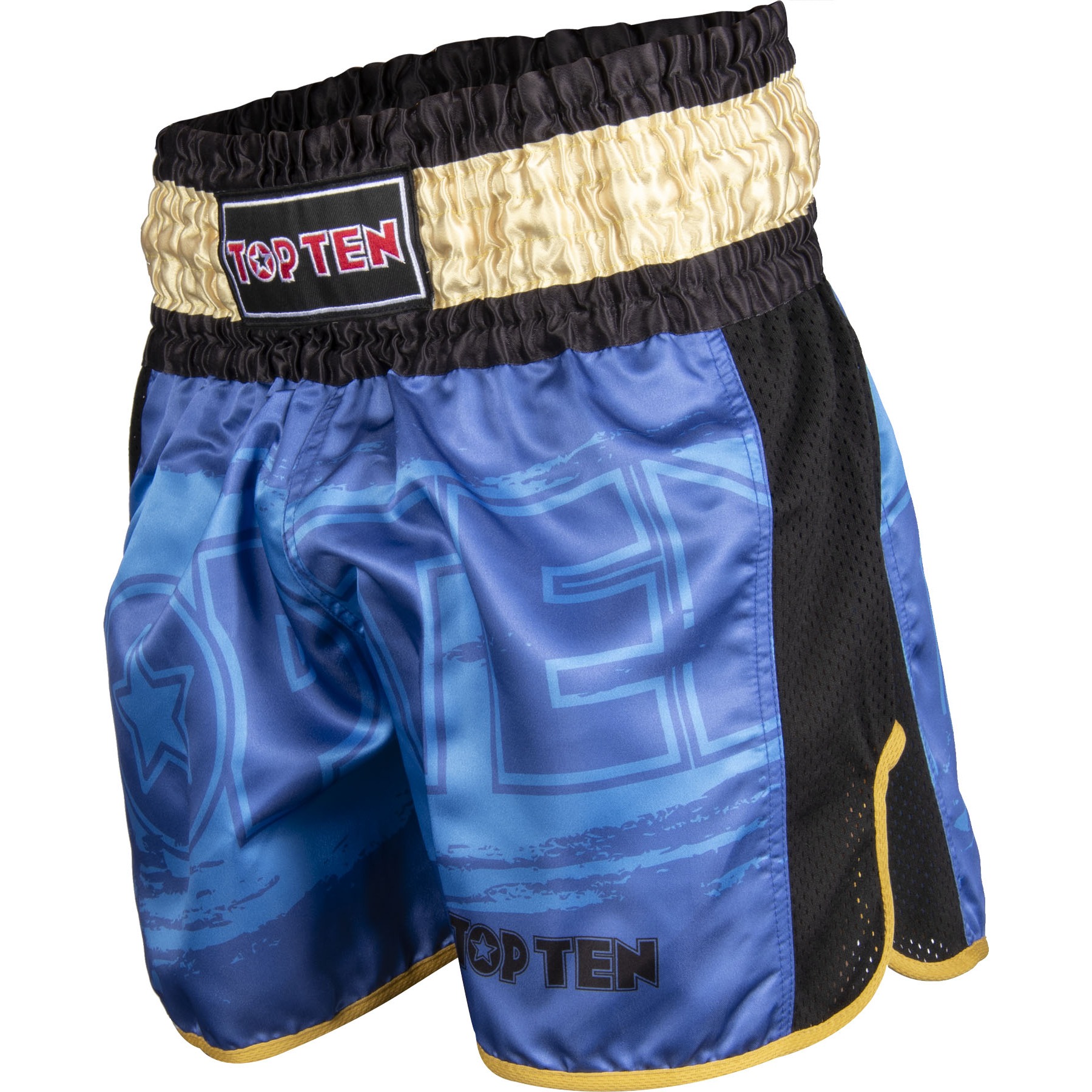 TOP TEN Kickboksbroekje - Power Ink - Blauw / Goud TOP TEN Kickboksbroekje - Power Ink - Blauw / Goud