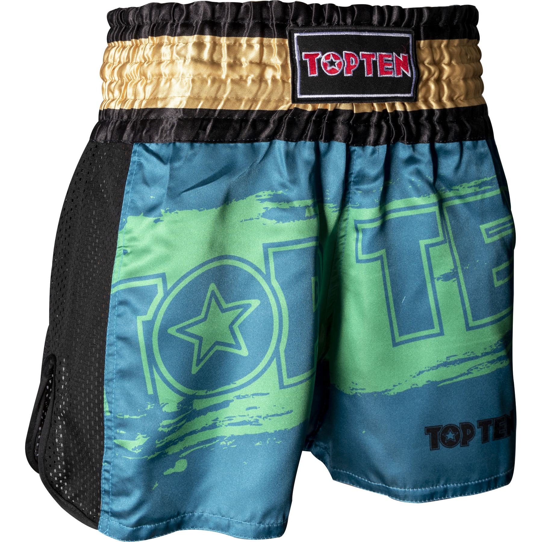 TOP TEN Kickboksbroekje - Power Ink - Groen / Goud TOP TEN Kickboksbroekje - Power Ink - Groen / Goud
