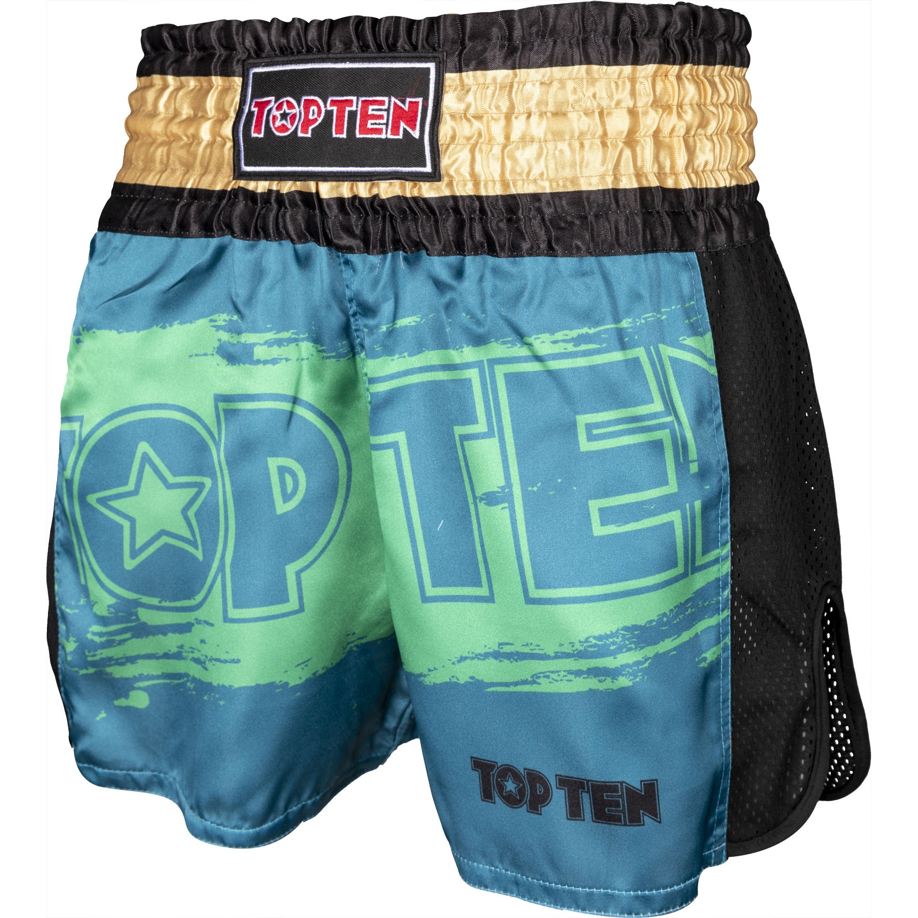 TOP TEN Kickboksbroekje - Power Ink - Groen / Goud TOP TEN Kickboksbroekje - Power Ink - Groen / Goud