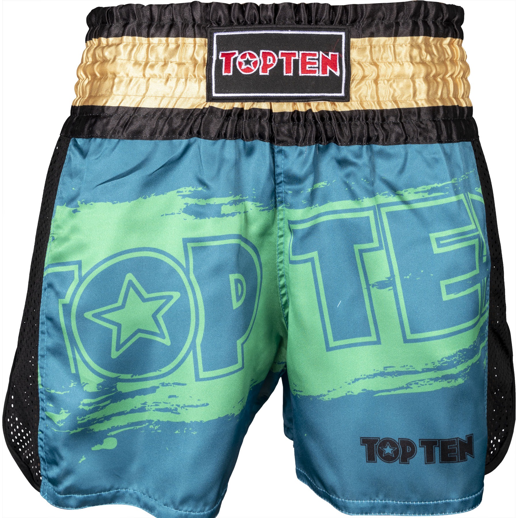 TOP TEN Kickboksbroekje - Power Ink - Groen / Goud TOP TEN Kickboksbroekje - Power Ink - Groen / Goud