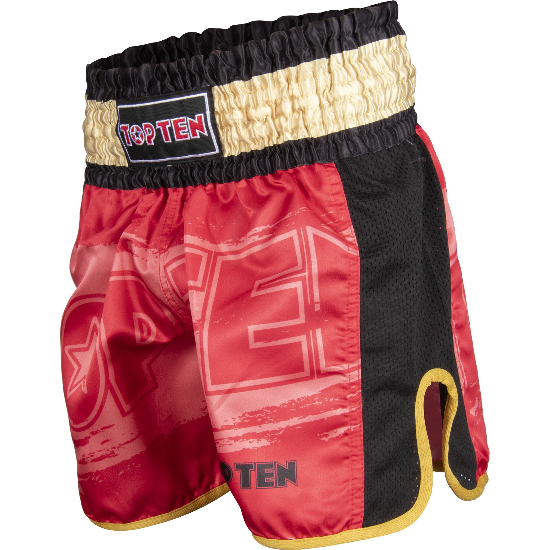 TOP TEN Kickboksbroekje - Power Ink - Rood / Goud TOP TEN Kickboksbroekje - Power Ink - Rood / Goud