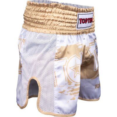 TOP TEN Thaiboks-broekje - Power Ink - Wit / Goud TOP TEN Thaiboks-broekje - Power Ink - Wit / Goud