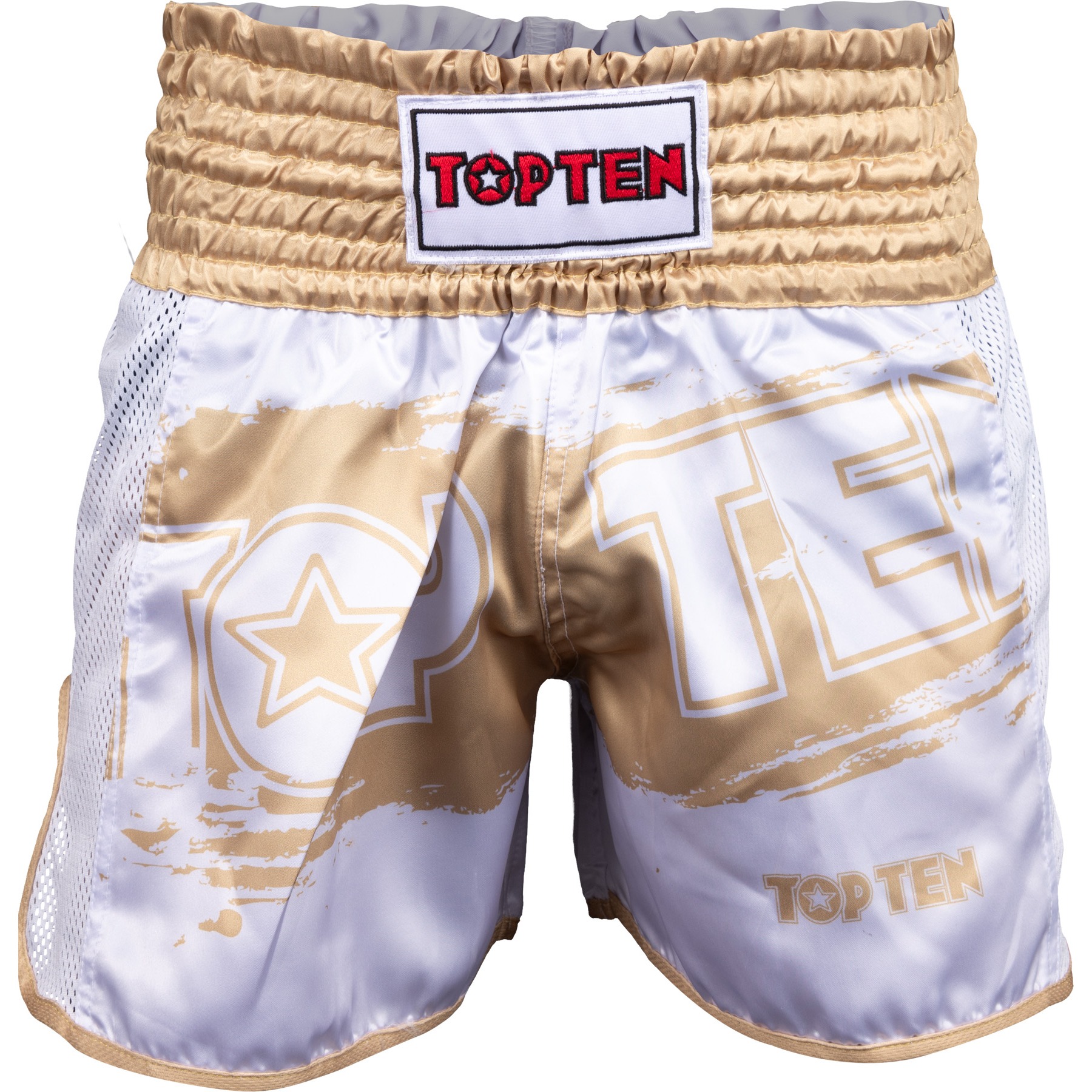 TOP TEN Thaiboks-broekje - Power Ink - Wit / Goud TOP TEN Thaiboks-broekje - Power Ink - Wit / Goud