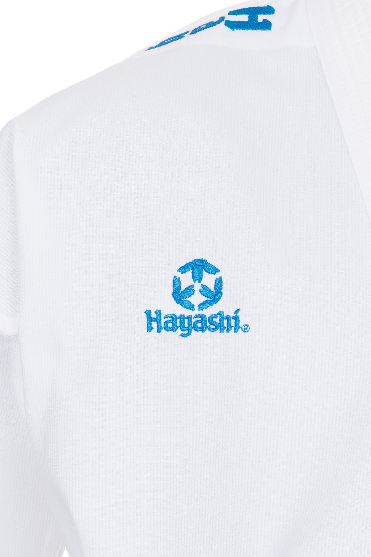 Hayashi Karatepak - Kumite Set - Wit / Rood / Wit / Blauw Hayashi Karatepak - Kumite Set - Wit / Rood / Wit / Blauw