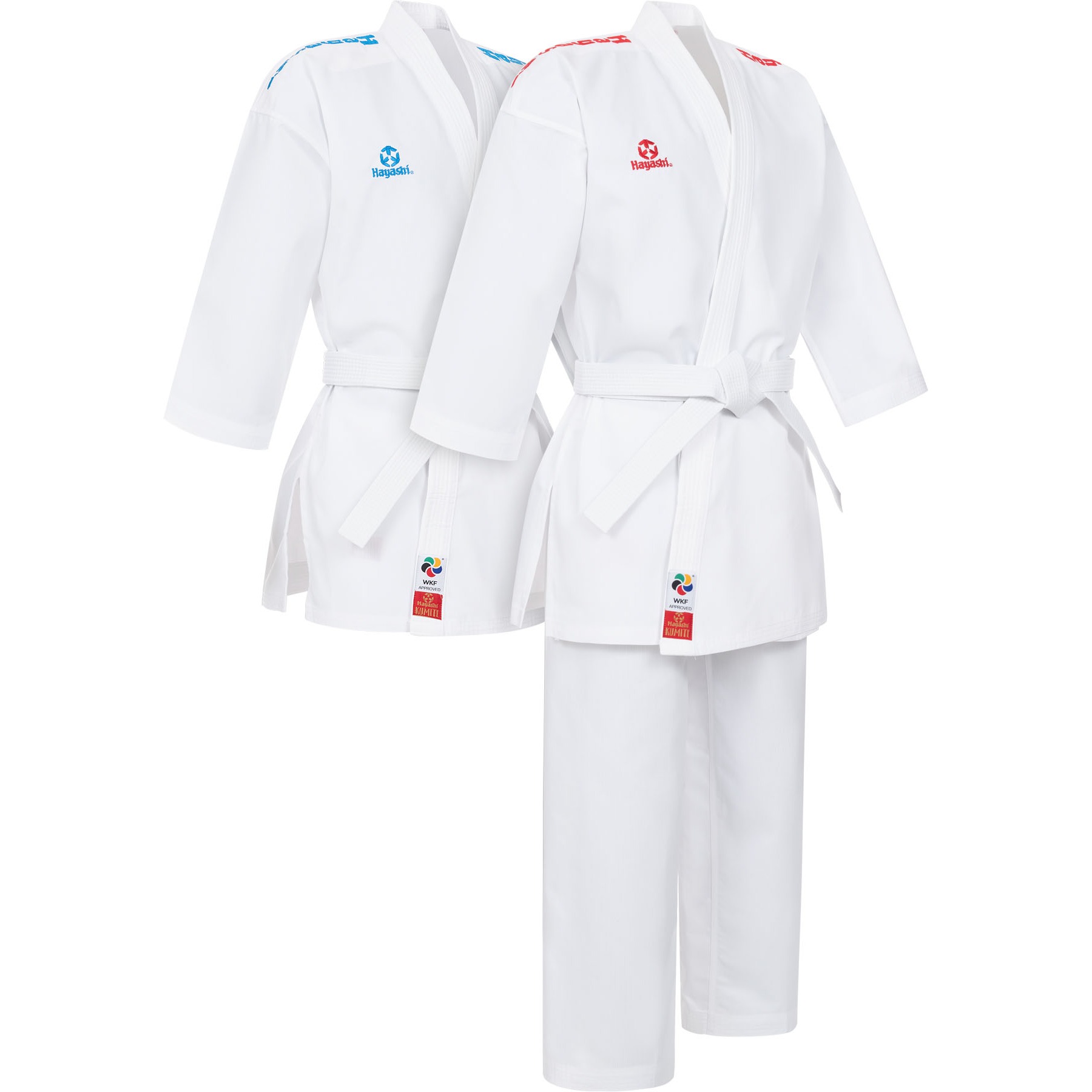 Hayashi Karatepak - Kumite Set - Wit / Rood / Wit / Blauw Hayashi Karatepak - Kumite Set - Wit / Rood / Wit / Blauw
