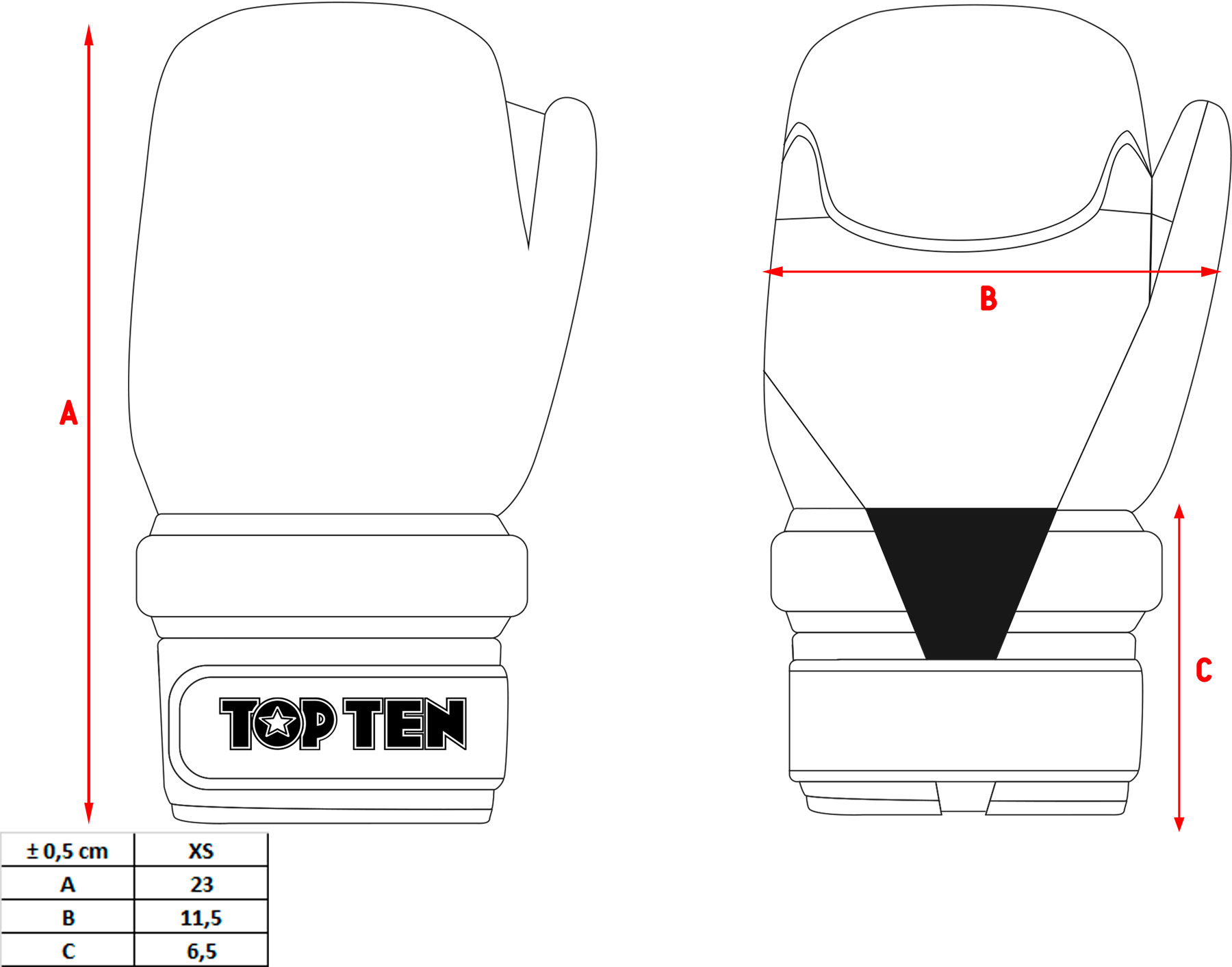 TOP TEN Point fighting handschoen - Action KIDS - Wit TOP TEN Point fighting handschoen - Action KIDS - Wit