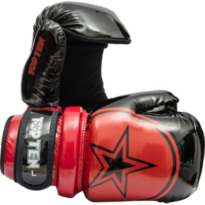 TOP TEN Pointfighting-handschoen - Glossy Block Star - Zwart / Rood