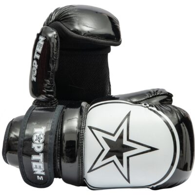 TOP TEN Point Fighting handschoenen - Glossy Block Star - Zwart / Wit