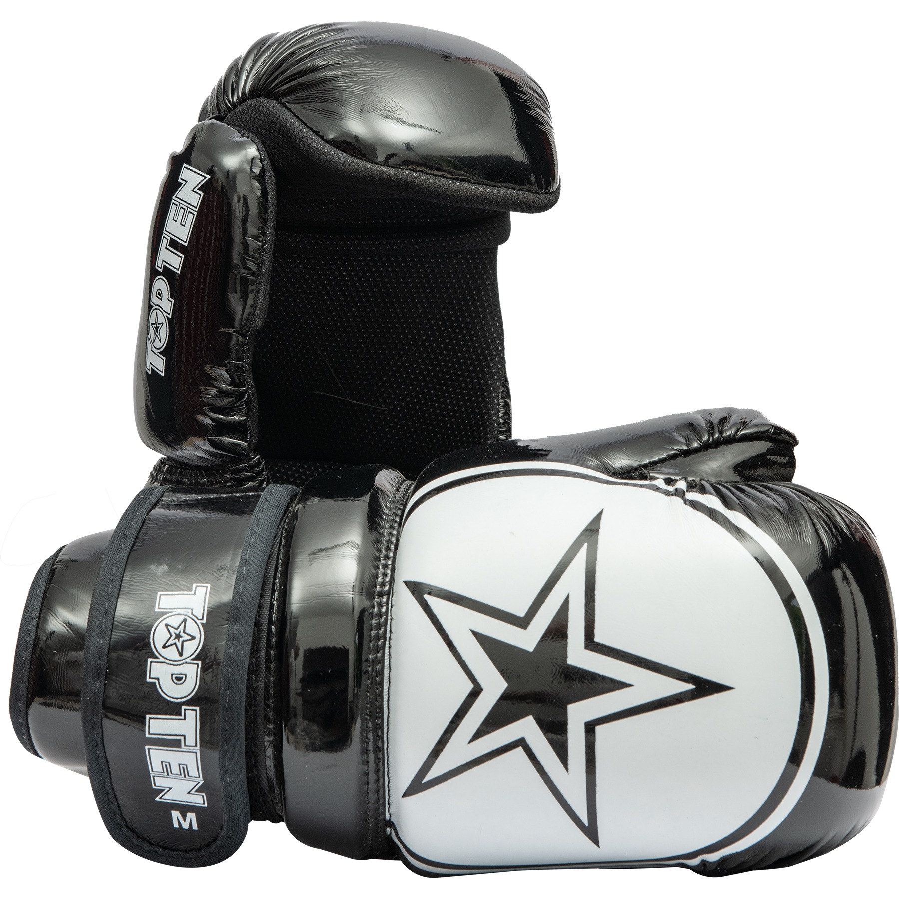 TOP TEN Point Fighting handschoenen - Glossy Block Star - Zwart / Wit TOP TEN Point Fighting handschoenen - Glossy Block Star - Zwart / Wit