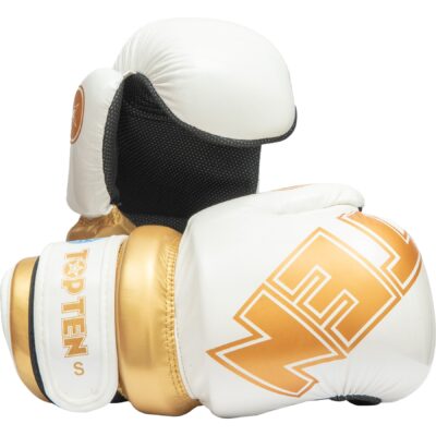 TOP TEN Point Fighting handschoen - Glossy Block - Wit / Goud TOP TEN Point Fighting handschoen - Glossy Block - Wit / Goud