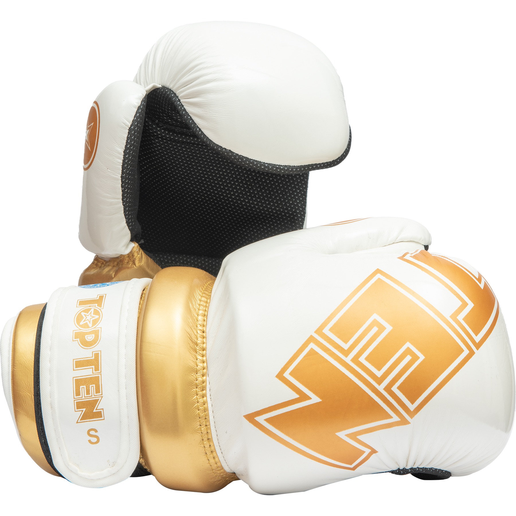 TOP TEN Point Fighting handschoen - Glossy Block - Wit / Goud TOP TEN Point Fighting handschoen - Glossy Block - Wit / Goud