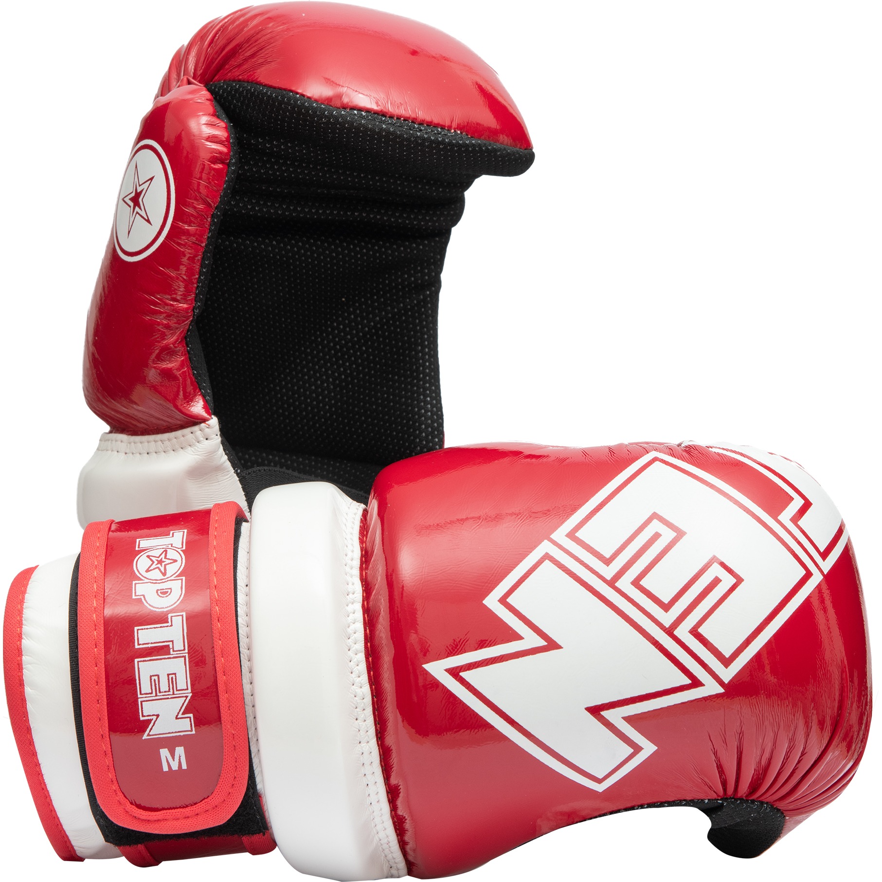 TOP TEN Point Fighting handschoen - Glossy Block - Rood / Wit TOP TEN Point Fighting handschoen - Glossy Block - Rood / Wit