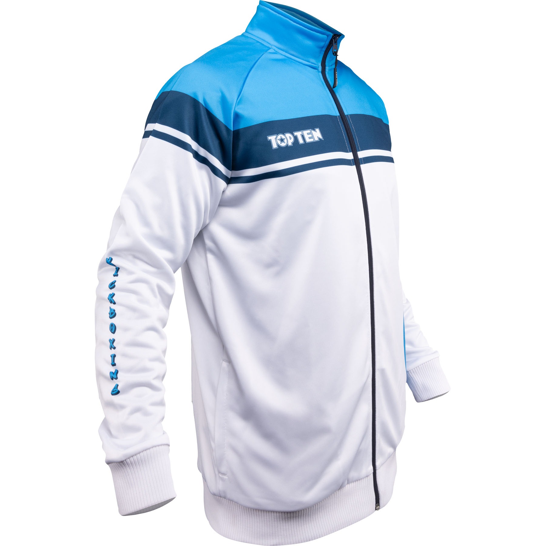 TOP TEN Trainingsjas - WAKO Territory - Wit / Blauw TOP TEN Trainingsjas - WAKO Territory - Wit / Blauw