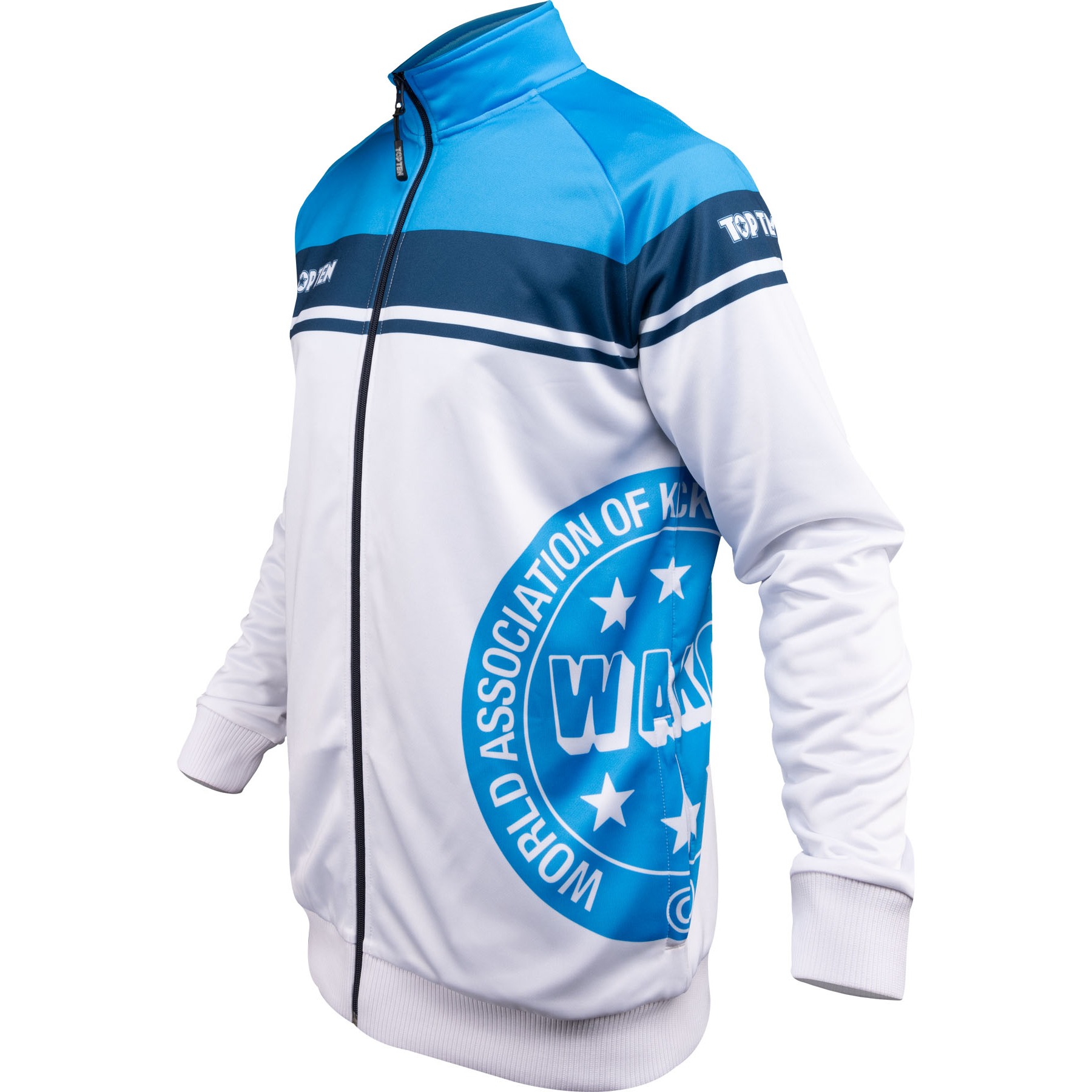 TOP TEN Trainingsjas - WAKO Territory - Wit / Blauw TOP TEN Trainingsjas - WAKO Territory - Wit / Blauw